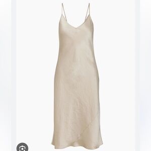 Wilfred by aritzia champagne satin midi only slip dress